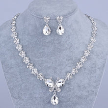 Load image into Gallery viewer, SHOSIXUAN Luxurious Crystal Bridal Jewelry Sets Silver Color Necklace Earrings Sets Wedding Jewelry African Jewelry Sets