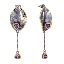Load image into Gallery viewer, DreamCarnival1989 New Arrived Exaggerated Gothic Ring Earrings Set Women Party Must Have Purple Zirconia Unique Jewels ER11775S2
