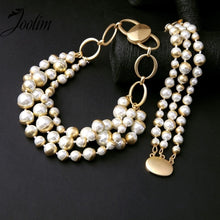 Load image into Gallery viewer, JOOLIM Jewelry Wholesale/ Simulated Pearl Necklace Bracelet Set American & European Style Jewelry