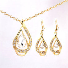 Load image into Gallery viewer, Unique Design Double Layer Water Drop Jewelry Sets for Women Fashion Crystal Necklace Earrings Bridal Wedding Jewelry Sets Gift
