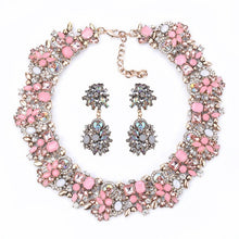 Load image into Gallery viewer, Luxury Crystal Rhinestone Choker Necklace Earrings Jewelry Sets Women Statement Large Collar Necklace Female Big Bib Necklaces