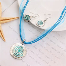 Load image into Gallery viewer, ZOSHI Enamel Jewelry Sets Multilayer Leather Rope Chain Circle Pendant Choker Necklace Earrings Set Pretty Wedding Jewelry