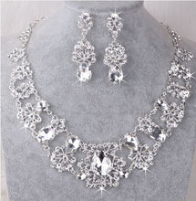 Load image into Gallery viewer, SHOSIXUAN Luxurious Crystal Bridal Jewelry Sets Silver Color Necklace Earrings Sets Wedding Jewelry African Jewelry Sets