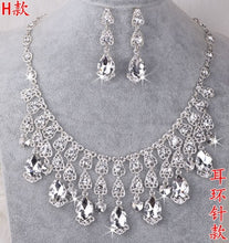 Load image into Gallery viewer, SHOSIXUAN  Luxurious Crystal Bridal Jewelry Sets Silver Color Necklace Earrings Sets Wedding Jewelry African Jewelry Sets
