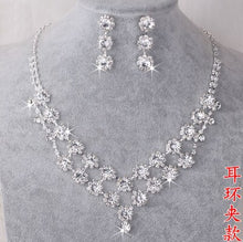 Load image into Gallery viewer, SHOSIXUAN  Luxurious Crystal Bridal Jewelry Sets Silver Color Necklace Earrings Sets Wedding Jewelry African Jewelry Sets
