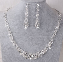 Load image into Gallery viewer, SHOSIXUAN  Luxurious Crystal Bridal Jewelry Sets Silver Color Necklace Earrings Sets Wedding Jewelry African Jewelry Sets
