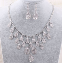 Load image into Gallery viewer, SHOSIXUAN  Luxurious Crystal Bridal Jewelry Sets Silver Color Necklace Earrings Sets Wedding Jewelry African Jewelry Sets
