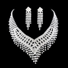 Load image into Gallery viewer, SHOSIXUAN  Luxurious Crystal Bridal Jewelry Sets Silver Color Necklace Earrings Sets Wedding Jewelry African Jewelry Sets
