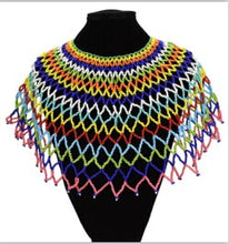 Load image into Gallery viewer, African Bohemian Ethnic Colorful Bead Tassel Necklace for Women Halloween Party Tribal Jewelry Statement Necklace Earring Set
