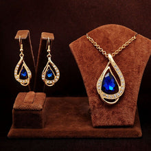 Load image into Gallery viewer, Unique Design Double Layer Water Drop Jewelry Sets for Women Fashion Crystal Necklace Earrings Bridal Wedding Jewelry Sets Gift
