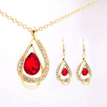 Load image into Gallery viewer, Unique Design Double Layer Water Drop Jewelry Sets for Women Fashion Crystal Necklace Earrings Bridal Wedding Jewelry Sets Gift
