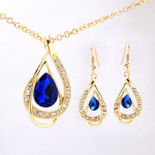 Load image into Gallery viewer, Unique Design Double Layer Water Drop Jewelry Sets for Women Fashion Crystal Necklace Earrings Bridal Wedding Jewelry Sets Gift
