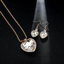 Load image into Gallery viewer, Unique Design Double Layer Water Drop Jewelry Sets for Women Fashion Crystal Necklace Earrings Bridal Wedding Jewelry Sets Gift
