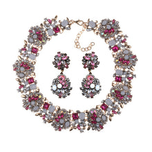 Load image into Gallery viewer, Luxury Crystal Rhinestone Choker Necklace Earrings Jewelry Sets Women Statement Large Collar Necklace Female Big Bib Necklaces
