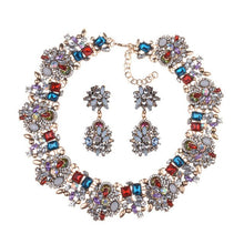 Load image into Gallery viewer, Luxury Crystal Rhinestone Choker Necklace Earrings Jewelry Sets Women Statement Large Collar Necklace Female Big Bib Necklaces
