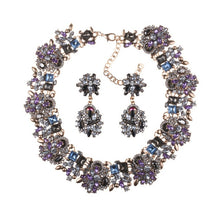 Load image into Gallery viewer, Luxury Crystal Rhinestone Choker Necklace Earrings Jewelry Sets Women Statement Large Collar Necklace Female Big Bib Necklaces
