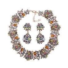 Load image into Gallery viewer, Luxury Crystal Rhinestone Choker Necklace Earrings Jewelry Sets Women Statement Large Collar Necklace Female Big Bib Necklaces
