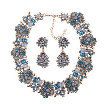 Load image into Gallery viewer, Luxury Crystal Rhinestone Choker Necklace Earrings Jewelry Sets Women Statement Large Collar Necklace Female Big Bib Necklaces
