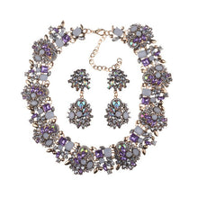 Load image into Gallery viewer, Luxury Crystal Rhinestone Choker Necklace Earrings Jewelry Sets Women Statement Large Collar Necklace Female Big Bib Necklaces
