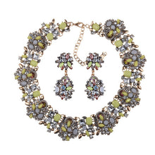 Load image into Gallery viewer, Luxury Crystal Rhinestone Choker Necklace Earrings Jewelry Sets Women Statement Large Collar Necklace Female Big Bib Necklaces
