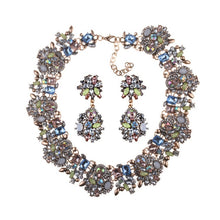 Load image into Gallery viewer, Luxury Crystal Rhinestone Choker Necklace Earrings Jewelry Sets Women Statement Large Collar Necklace Female Big Bib Necklaces
