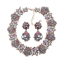 Load image into Gallery viewer, Luxury Crystal Rhinestone Choker Necklace Earrings Jewelry Sets Women Statement Large Collar Necklace Female Big Bib Necklaces

