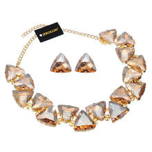 Load image into Gallery viewer, Jerollin Jewelry Set Alloy Gold Color Chain 3 Colors Triangular Glasses Bib Statement Choker Collar Necklace Earrings Set
