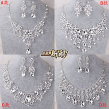Load image into Gallery viewer, SHOSIXUAN  Luxurious Crystal Bridal Jewelry Sets Silver Color Necklace Earrings Sets Wedding Jewelry African Jewelry Sets

