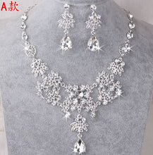 Load image into Gallery viewer, SHOSIXUAN  Luxurious Crystal Bridal Jewelry Sets Silver Color Necklace Earrings Sets Wedding Jewelry African Jewelry Sets

