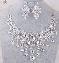 Load image into Gallery viewer, SHOSIXUAN  Luxurious Crystal Bridal Jewelry Sets Silver Color Necklace Earrings Sets Wedding Jewelry African Jewelry Sets
